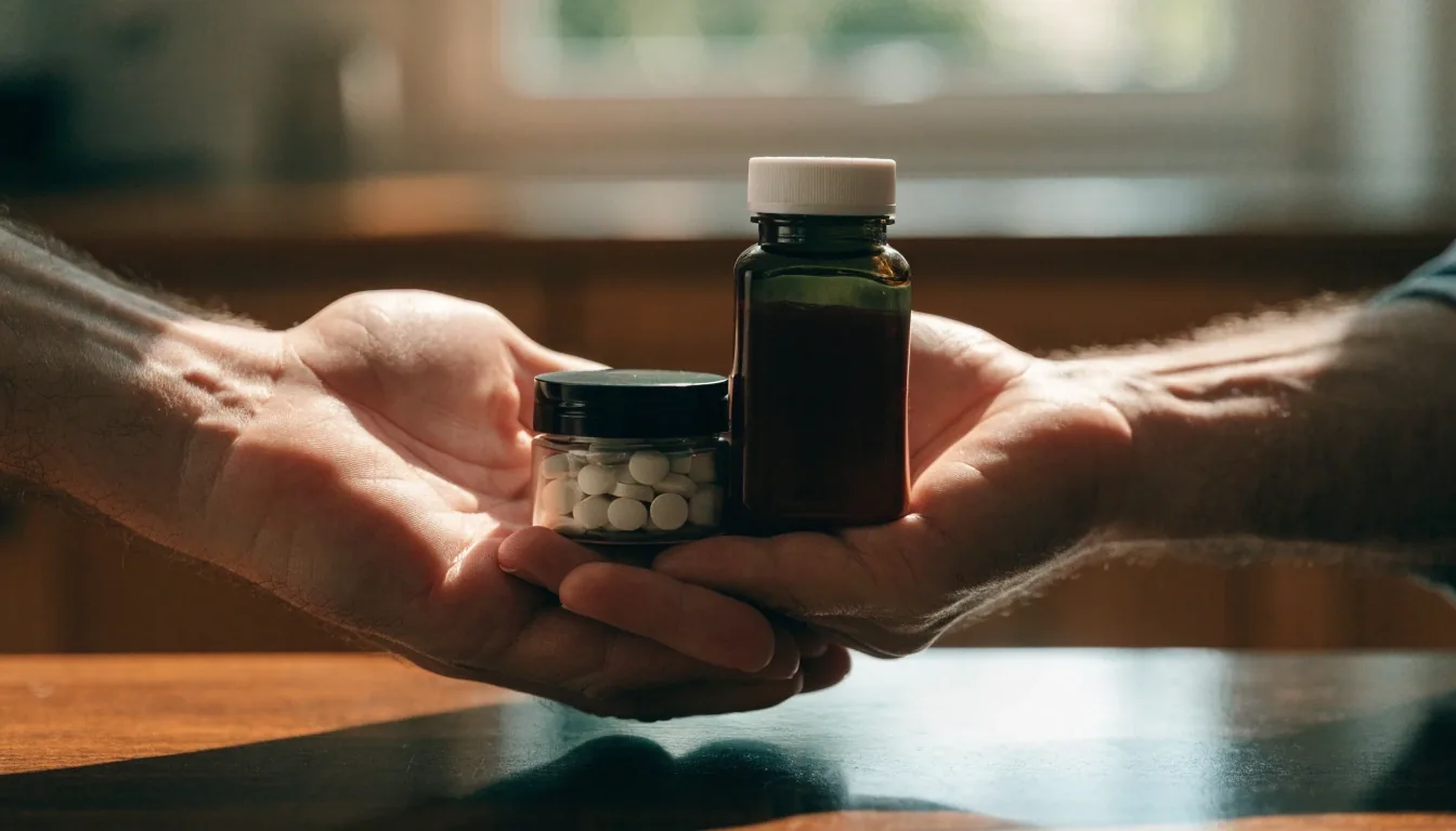 Two unbranded supplement containers compared side by side
